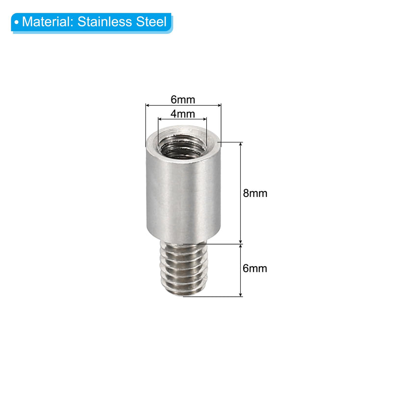 PATIKIL 12pcs M4 Standoffs, M4 8+6mm Spacer Standoffs Steel Threaded Standoffs Screws Kit 4mm ID 6mm OD Metric Male Female Thread Adapters for Circuit Board PCB RC Drones Motherboard 8+6mm L