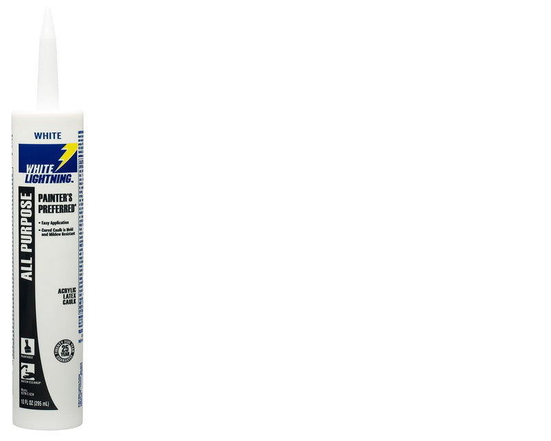 White Lightning W13000010 Painter's Preferred All Purpose Acrylic Latex Caulk, White, 10 fl. oz. One Size