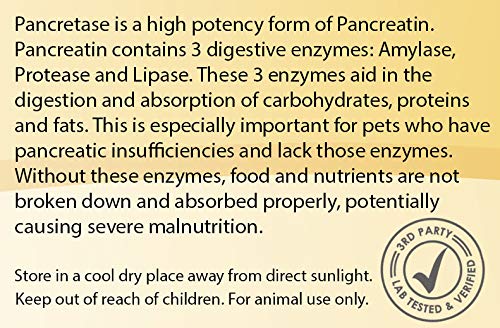 | Pancretase Digestive Enzymes | 10x Pancreatin | Pancreatin for Dogs and Cats | Pancreatic Enzyme | Great for Pets with EPI - PawsPlanet Australia