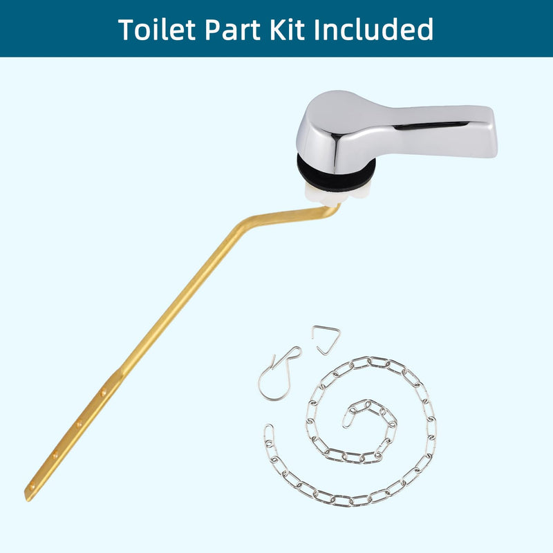 Hygie Rinse Universal Side Mount Toilet Handle Lever Flush Replacement, Toilet Handle with Stainless Steel Flapper Chains, Toilet Repair Kit, Chrome Finish 1pc