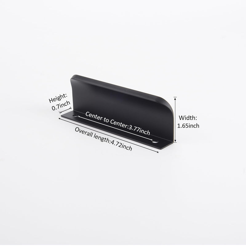 Satanga Edge Black Finger Pull for cabinets Kitchen Concealed Drawer pulls Aluminum Flat Hidden Back Mount Door Handle for Home 5Pack Modern 4.72" Overall Length Easy Installation 3-3/4" Hole Center 4.72" Overall Length Matte Black 5