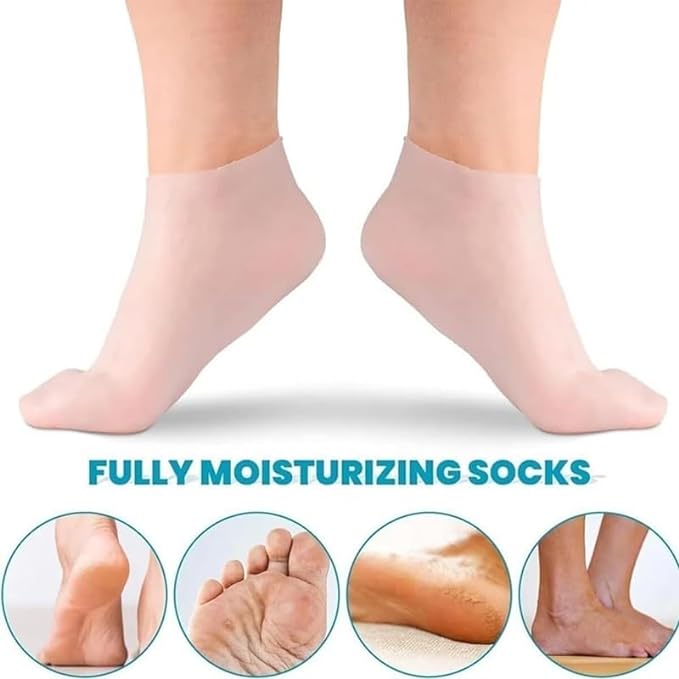 Silicone Socks, Moisturizing Gel Socks, Heel Care, Socks, Moisturizing, Exfoliating Care, Prevents Cracks, Prevention, Protection, Pain Relief, Stretch, Cracking, Cracking, Unisex, White - NewNest Australia