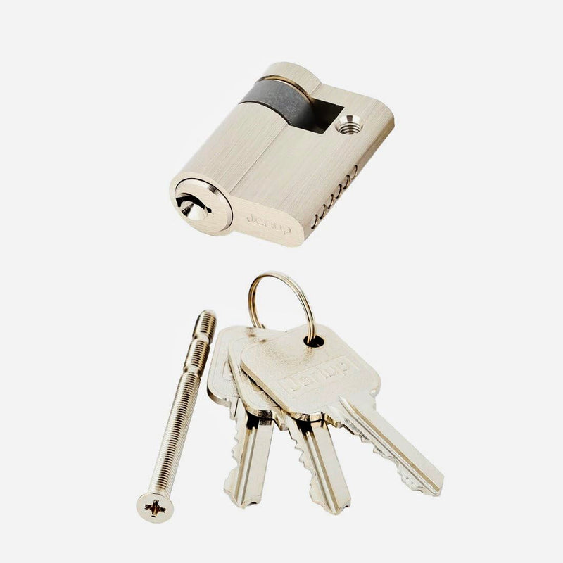 Copper Half Cylinder Lock with Nickel Finish for Doors, Key Lock, 40mm, Single Side Open, Anti-Rust, Modern, Nickel