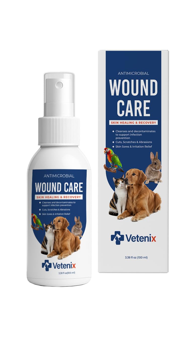 Dog Wound Care Spray | Healing Aid and Skin Repair, Clean Wounds, Relieve Dog Skin Allergies, Safe for All Animals. 3.38 Ounces