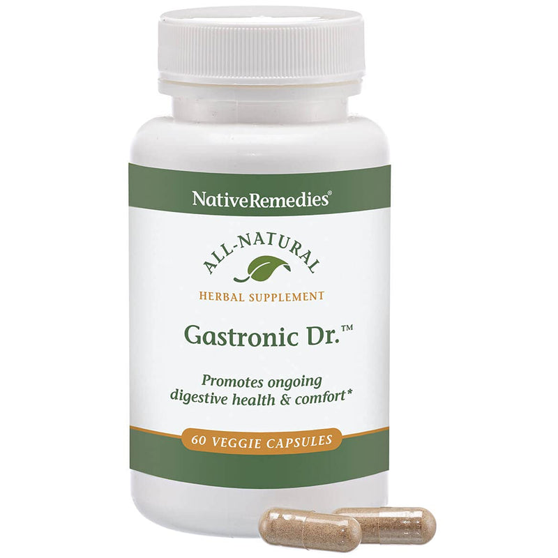 Native Remedies Gastronic Dr. - All Natural Herbal Supplement for Healthy Digestion and Comfort After Meals - Promotes a Healthy Stomach Lining and Balanced Stomach Acid Levels - 60 Veggie Caps Gastronic Dr. Veggie Cap 1pk - PawsPlanet Australia