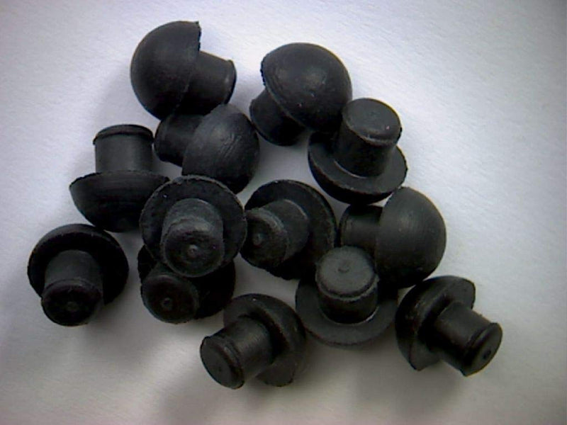 Small Rubber Push-in Mushroom Bumper Fits 3/16" Opening - 11/32" Diameter (8)