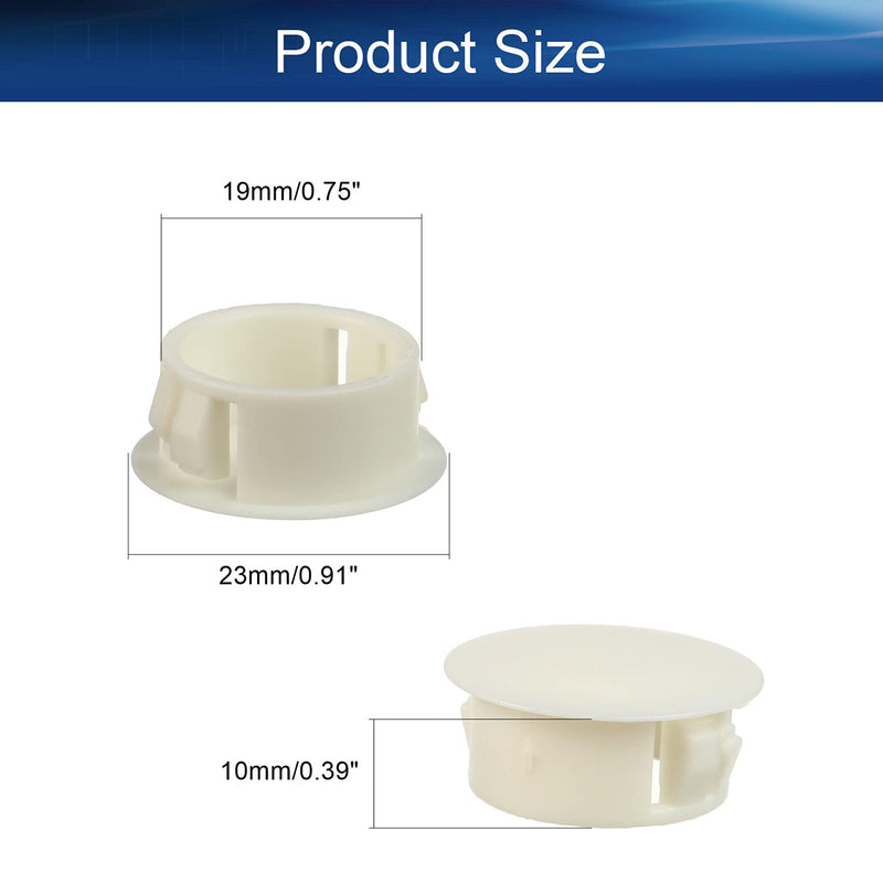 Heyiarbeit 20pcs Hole Plugs 3/4" / 19mm Nylon Plastic Round Snap in Type Locking Hole Tube Furniture Fencing Post Pipe Insert End Caps White Tone 3/4" / 19mm(20pcs)