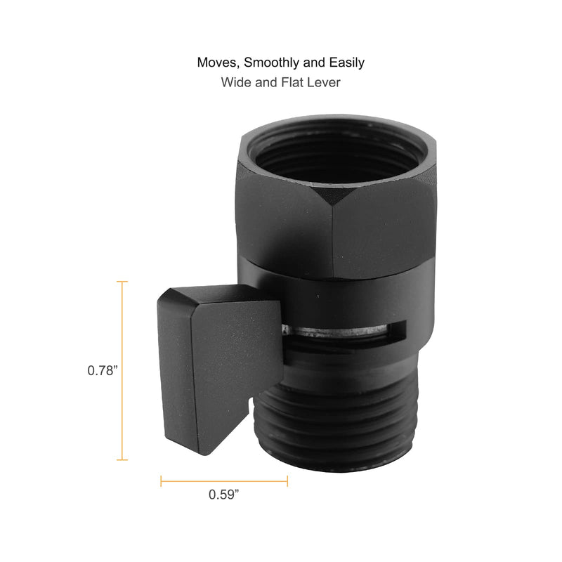 Matte Black Water Flow Control Valve, G1/2" Shower Head Flow Control Brass Shut Off Valve for Handheld, Water Pressure Regulator Replacement for Shower System Matte Black