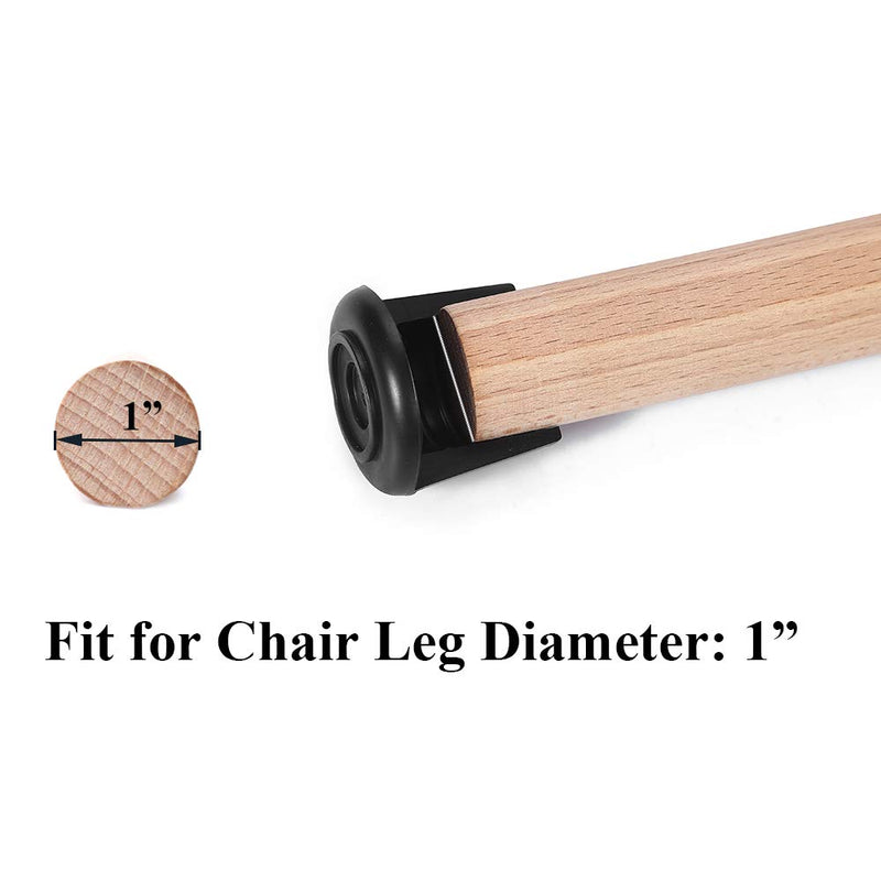 Chair Leg Tips Caps Non-Slip Rubber Leg Tips 1” Inner Diameter Furnigear -Black Chair Leg Floor Protectors Round, 16 Pack Black 1" -16pack