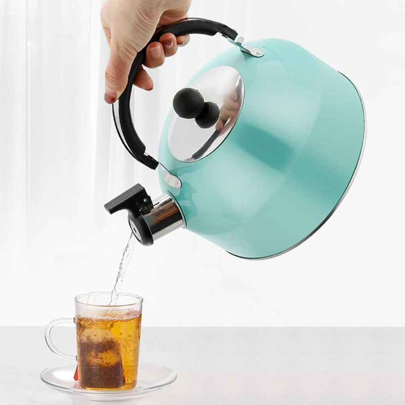 3L Tea Kettle, Stainless Steel Whistles Camping Bottle, Lightweight Teapot Camping Trips Hiking Cooking Grilling (Sky Blue)
