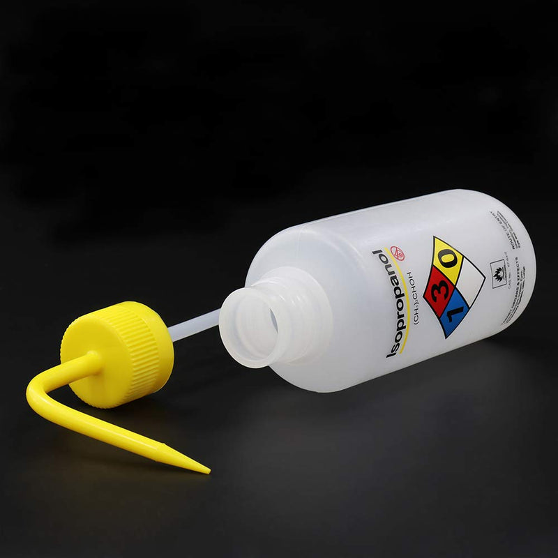 Isopropanol Narrow Mouth Wash Bottles, 3pcs of Vol.500ml, LDPE Material, WBI500-003 Isopropanol Lable, 3pcs of 500ml