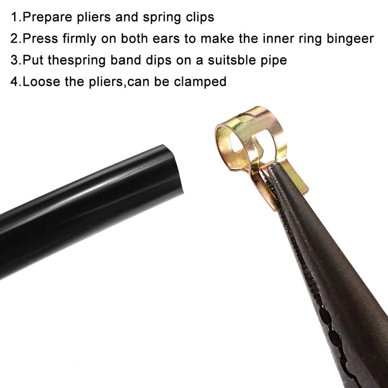 uxcell 8mm 5/16inch Spring Band Type Action Fuel/Silicone Vacuum Hose Pipe Clamp Low Pressure Air Clip Clamp 10pcs