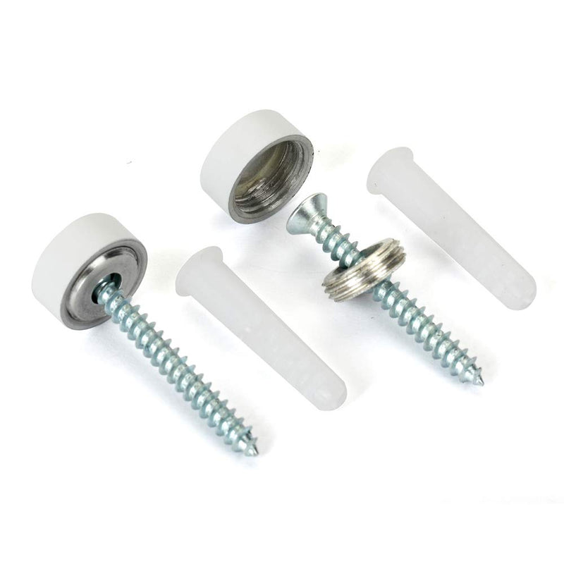 Mirror Screws, TOPNIKE Aluminum Cap Decorative Mirror Nails, Sign Advertising Hardware, Construction with Decorative Cap Cover Nails, Φ0.6", White, 4 Pack