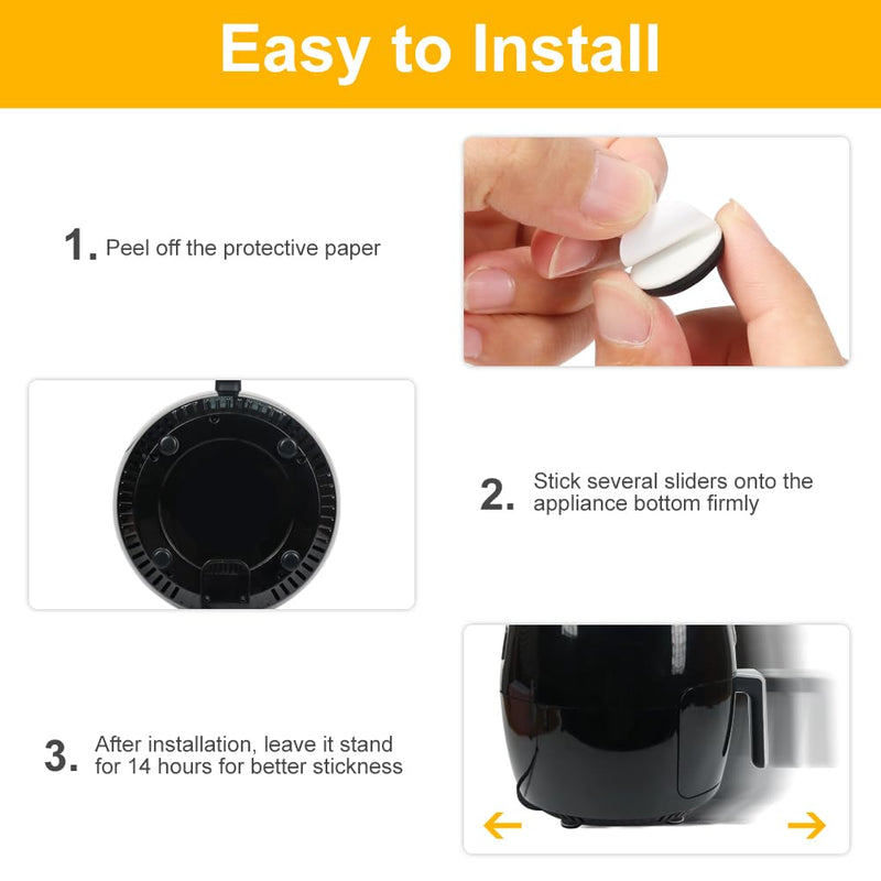Kitchen Appliance Sliders, 16pcs Self Adhesive Small Appliance Sliders Easy Mover Space Saving Home Must Have Gadgets for Countertop Coffee Maker, Air Fryer (Black) Black