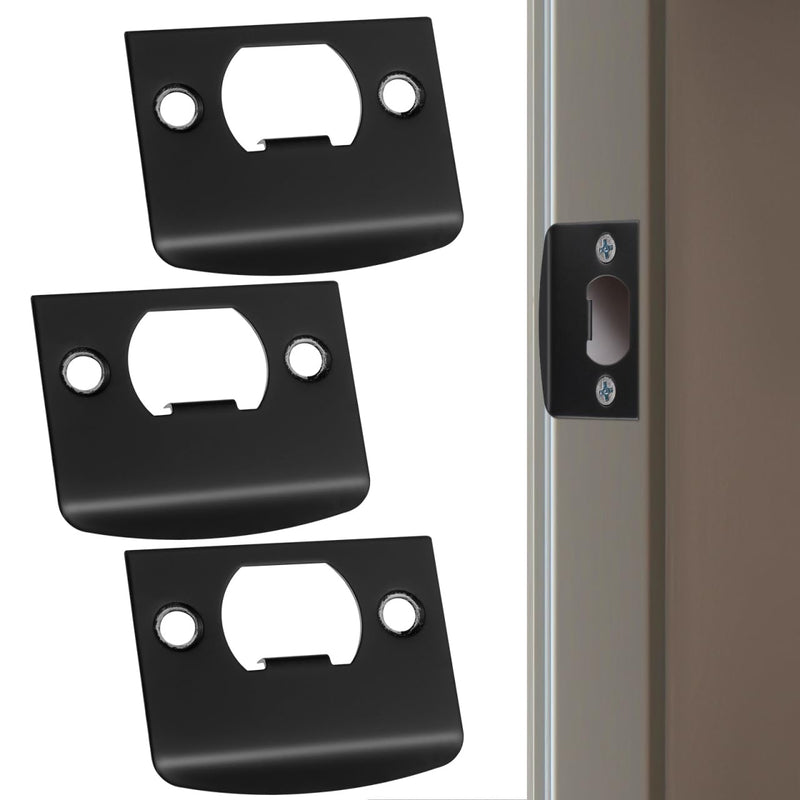 DOITOOL 20 Pcs Deadbolt Strike Plates 2.16X1.77 Inch Black Stainless Steel Door Reinforcement Kit for Lock Alignment and Security Enhancement