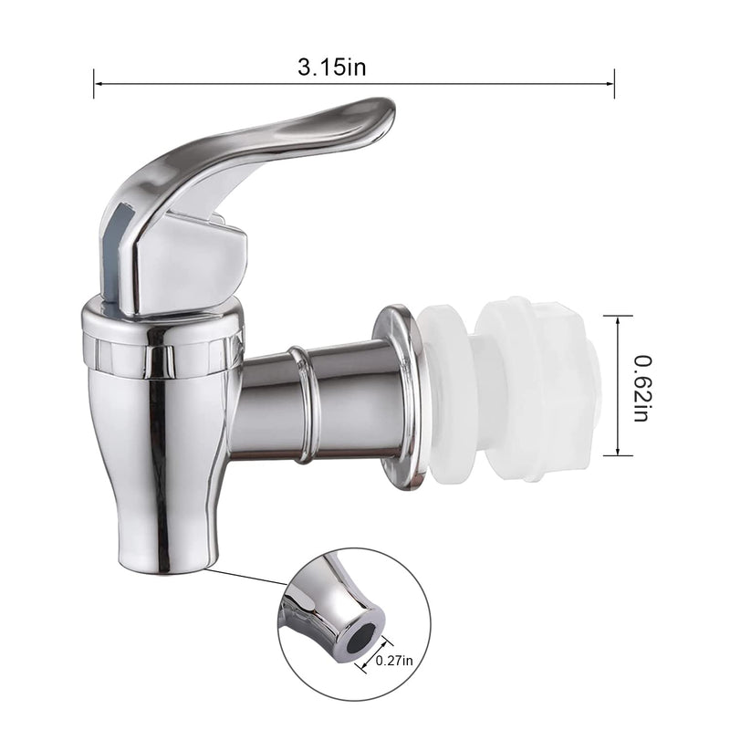 Spigot for Beverage Dispenser, 2 Pack Drink Dispenser Spigot Replacement Beverage Dispenser Spout Drink Spigot Water Dispenser Faucet Silver