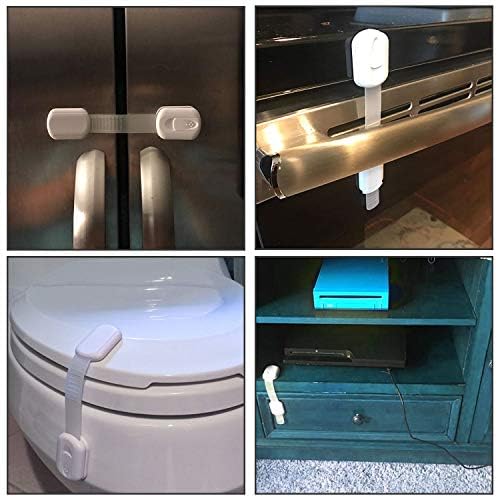 Child Proof Cabinet Locks - Cabinet Locks Baby Proofing with 3M Adhesives for Refrigerator, Oven, Cupboards, Toilet Seat - Adjustable,Easy Installation,No Drilling (24 Pack) 24