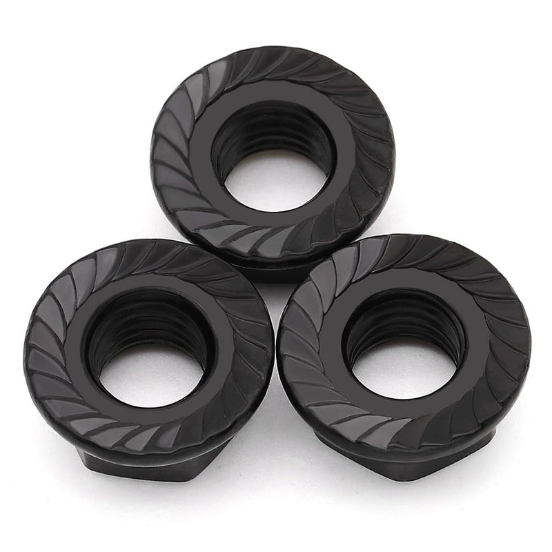 3/8-16 (12 Pack) Serrated Flange Hex Nuts, 304 (18/8) Stainless Steel Flange Nuts, UNC Coarse Thread Flange Hex Locknuts, Black Coated 3/8"-16 12