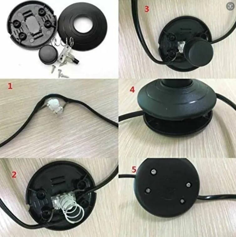 Black Floor Foot Switch,Round Floor Foot Switch Inline, Plastic Inline Foot Pedal Lamp Switch w/Push Step-on-Button for LED Light On-Off Control Black