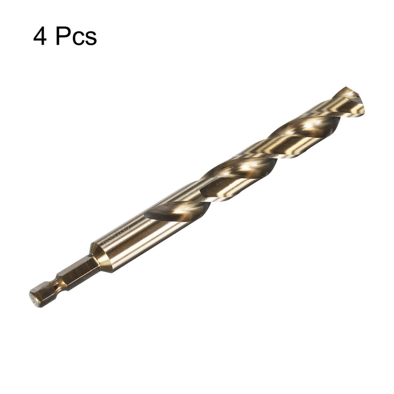 HARFINGTON 4pcs 1/4" Hex Shank Drill Bit 1/2" Gold Oxide M35 High Speed Steel Twist Drill Bit 135 Degree Split Point Tip Drilling Tool with Quick Change Hex Shank for Metal Wood Plastic 1/2 in 4