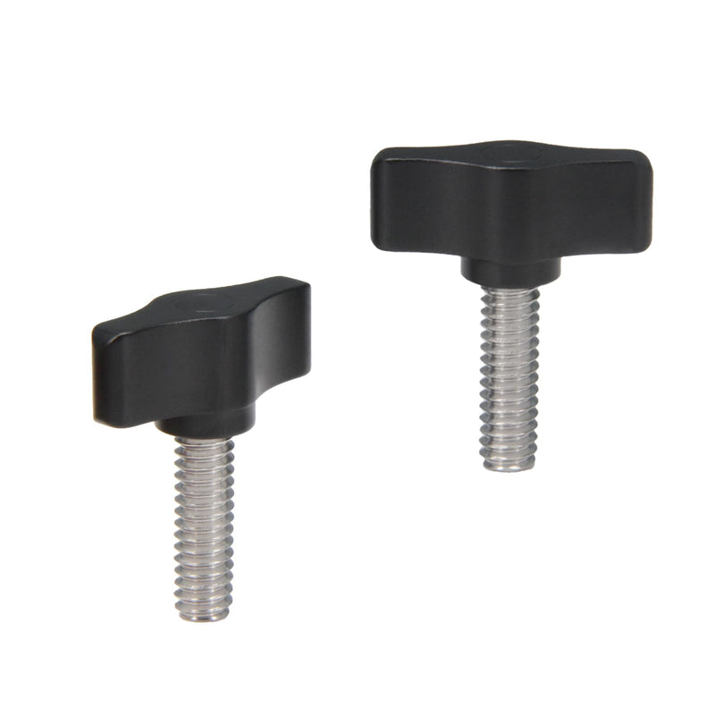4pcs 1/4"-20 x 3/4" Thumb Screw Stainless Steel Standard/Coarse Thread Black Aluminum Knob 1/4"-20 x 3/4"