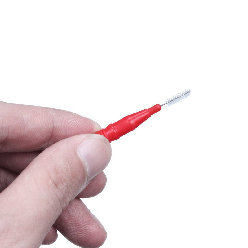 ewinever 50 Count Interdental Brush,Toothpick Tooth Flossing Head Oral Dental Hygiene Brush, Tooth Cleaning Tool (Red+Blue) Red+Blue-50 Count