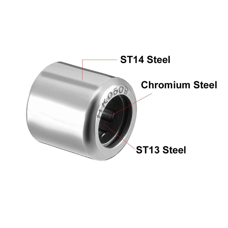 uxcell HK0509 Drawn Cup Needle Roller Bearings, Open End, 5mm Bore Dia, 9mm OD, 9mm Width (Pack of 10) 5x9x9mm