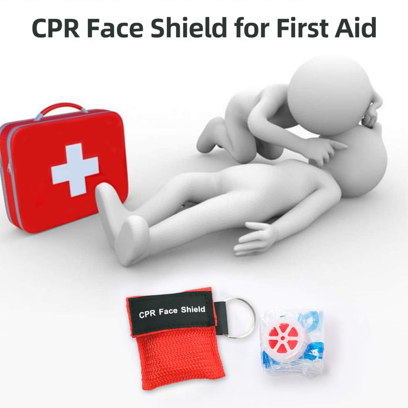 5 Packs CPR Face Shield, One-Way CPR Mask for Pocket Keychain, CPR Emergency Face Shield for First Aid Cardiac Resuscitation Training