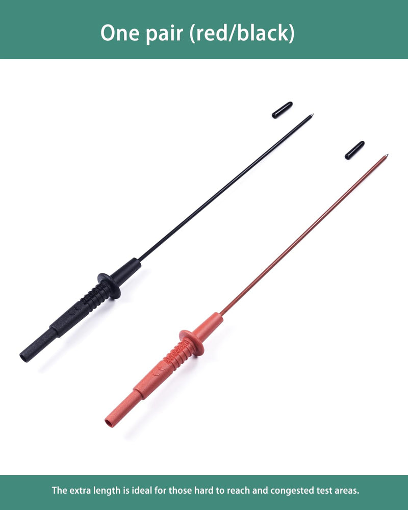 Multimeter Leads, Insulated Test Probe Needle Point Wire Testing Probes, Automotive Extra Sharp Long Reach Prod for Standard 4 mm Test Leads Kit, 600V CAT III