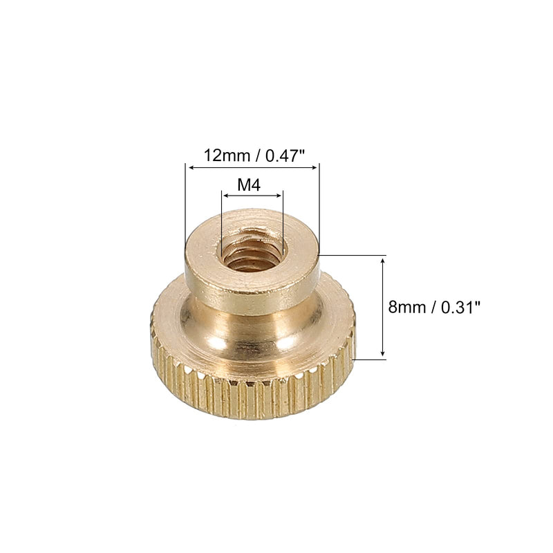 uxcell Knurled Thumb Nuts, 10pcs M4 x D12mm x H8mm Brass Knurled Nut with Collar High Head Through Hole Adjusting Nuts for 3D Printer Parts M4 x 12mm x 8mm 10