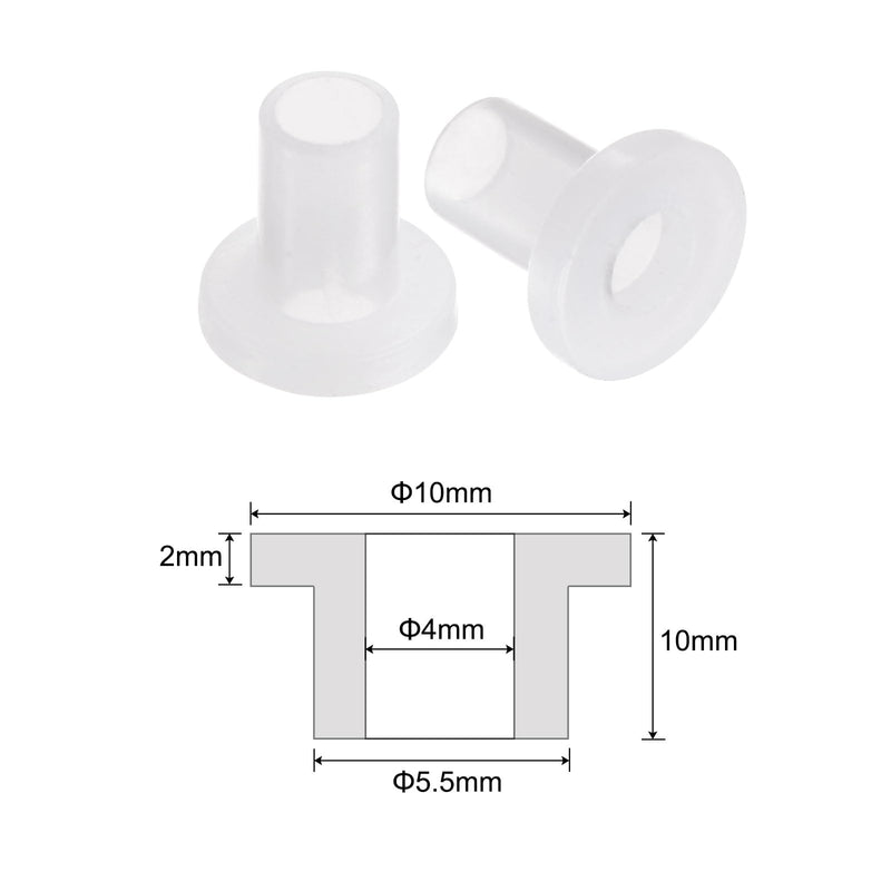 uxcell 12pcs Flanged Sleeve Bearings Plastic Bushings 4mm Bore x 5.5mm OD x 10mm Length Nylon Bushings, White 12