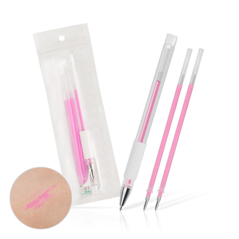 TEONEI Eyebrow microblading Marker Pen,Skin Marker Pen,Eyebrow Permanent Makeup Position Mapping Mark Tools (Pink) Pink