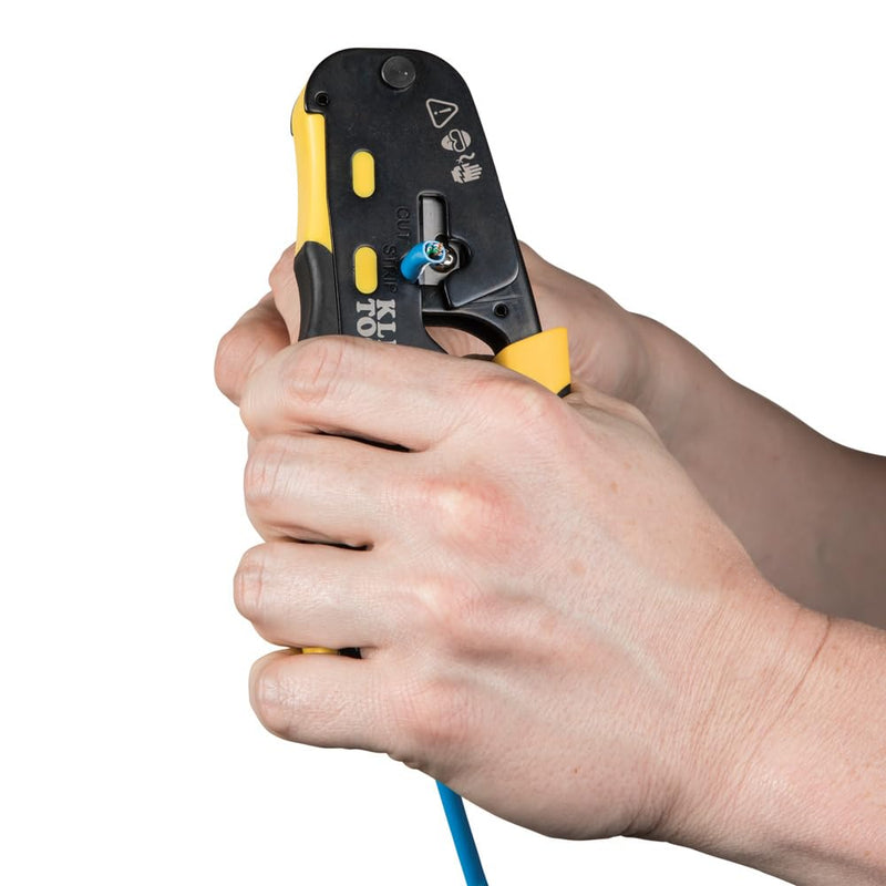 Klein Tools 80024 Ratcheting Data Cable and RJ45 Crimp Tool with CAT6 Plug 50-Pack, Pass Thru Installation Tool Kit Crimper & Plugs