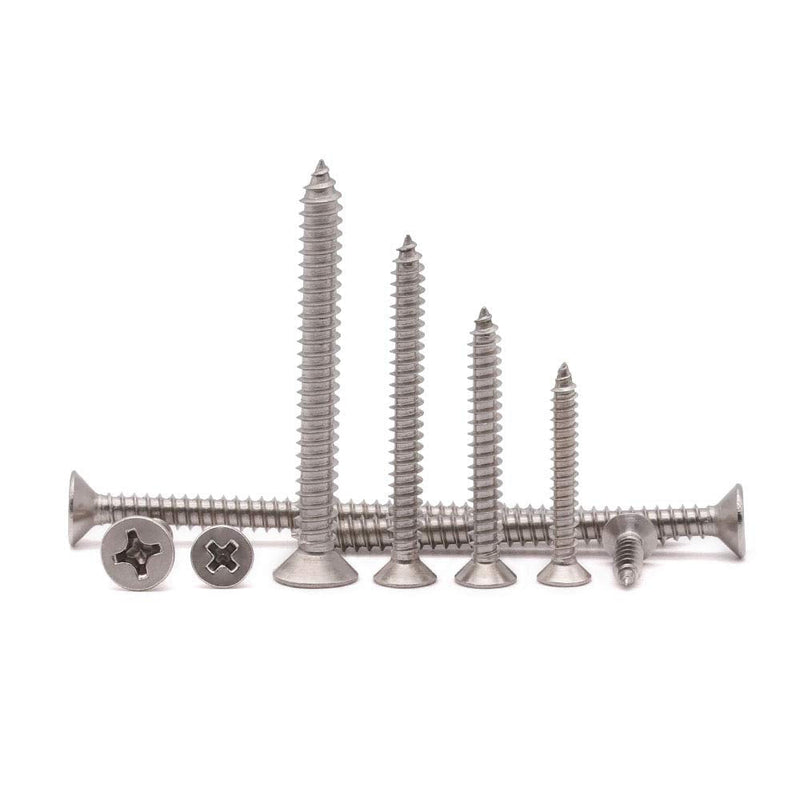 #10 x 2-1/2" (30 pcs) Stainless Flat Head Phillips Drive Sheet Metal Tek Screws, 304 (18-8) Stainless Steel Screw for Wood, Countersunk Head Wood Screw, Self Tapping Screws #10 x 2-1/2" 30