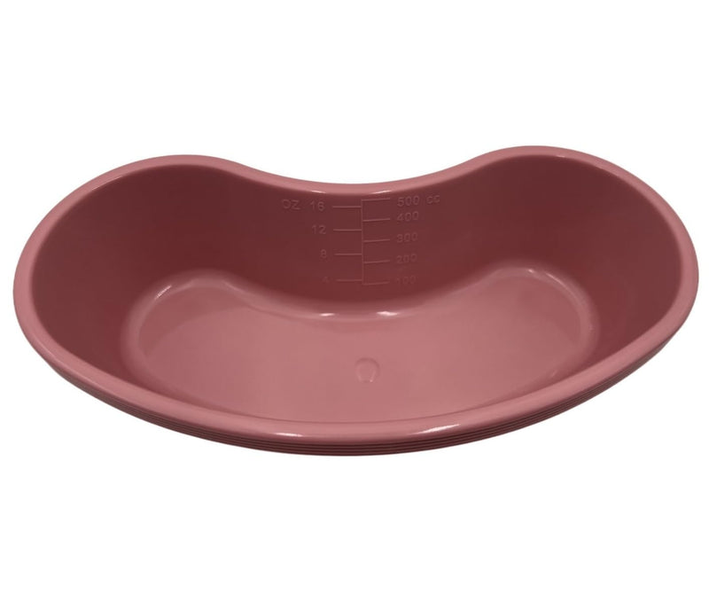 Comfort Axis Kidney Shaped Emesis Plastic Basin with Graduations, 16 Ounces, 5 Pack, Rose