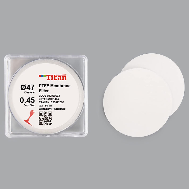 Lab Filter Membranes PTFE 100pcs Round Micron Filter,0.45μm,47mm 0.45μm,47mm