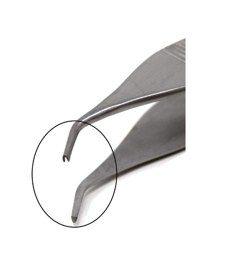 Premium Quality Adson Tissue 1x2teeth Forceps 4.75", Curved, Fenestrated Grip, Stainless Steel