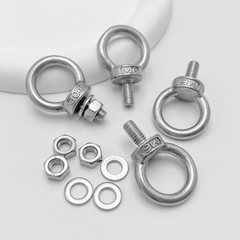10 Pcs M6 Eye Bolts with Nuts Stainless Steel Lifting Eye Bolt UNC Heavy Duty Marine Grade Shoulder Ring Eyebolt, Eye Bolts with Nuts 1/4