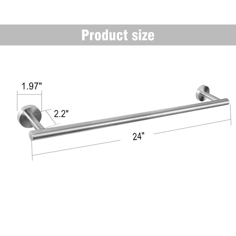 #304 Stainless Steel Towel Bars with Length 23.6inch,Round Design(Brushed Nickel) Brushed Nickel 23.6 Inches 1