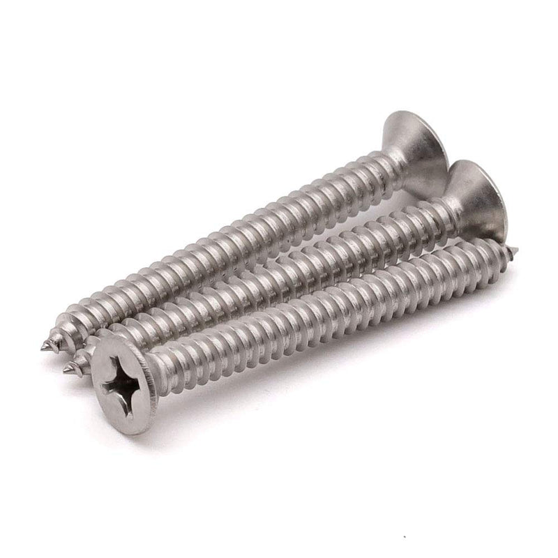 #10 x 2-1/2" (30 pcs) Stainless Flat Head Phillips Drive Sheet Metal Tek Screws, 304 (18-8) Stainless Steel Screw for Wood, Countersunk Head Wood Screw, Self Tapping Screws #10 x 2-1/2" 30