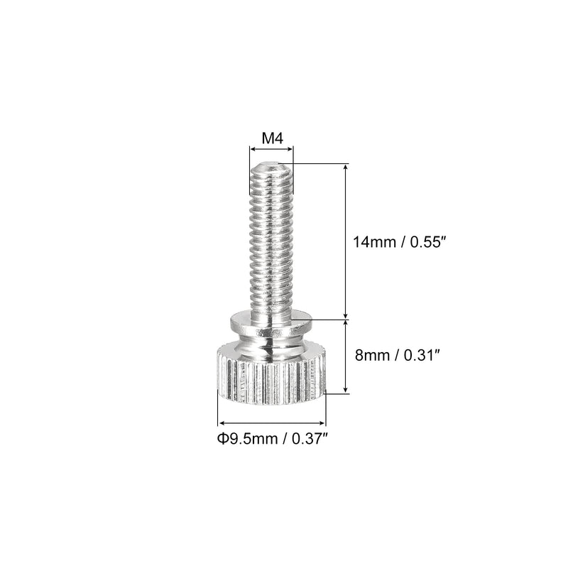 uxcell Knurled Thumb Screws, M4x14mm Brass Shoulder Bolts Grip Knobs Fasteners, Nickel Plated 10Pcs