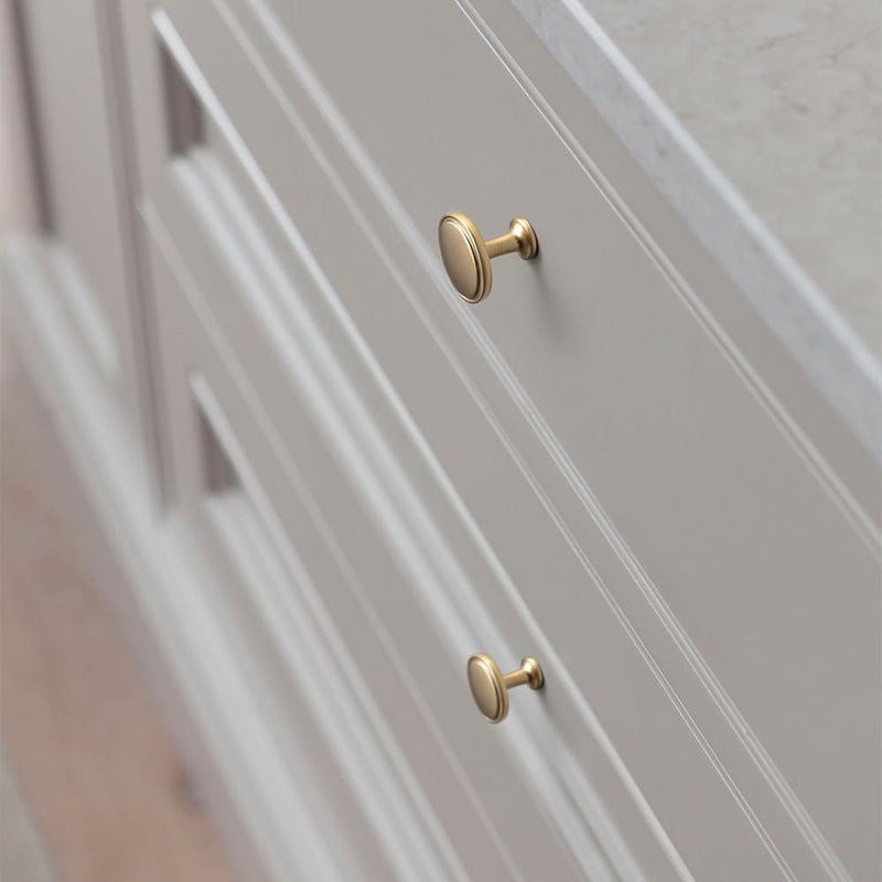 Set of 12 Champagne Bronze Minimalist Cabinet Knobs with Subtle Concave Rim Detailing Modern Luxurious Hardware for Kitchen Drawer Chanpagne Bronze