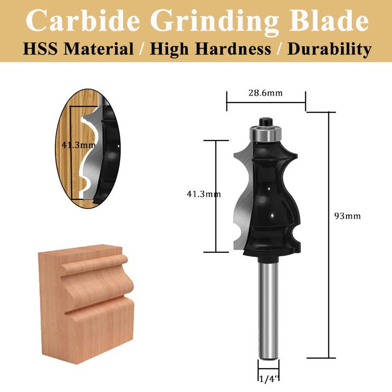 TAIWAIN Router Bit Set 1/4 Inch Shank 5PCS, Architectural Picture Frame Wood Milling Cutter,Rail &Stile Woodworking Miter Carbide CNC Cutting Tool for Cabinet Drawer Door Surfacing(GK1-G) GK1-G