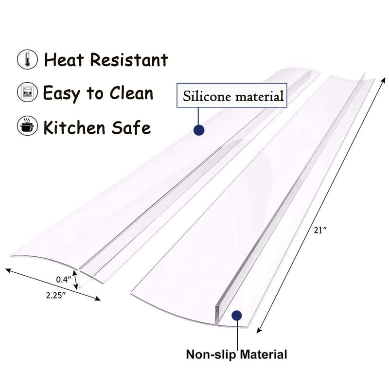 Silicone Gap Covers, (2 Pack) Silicone Stove Gap filler Stopper Kitchen Stove Gap Covers - Flexible Silicone Stove Counter Gap Cover, Food Grade (21 Inches, Semi Clear) 21inches Semi-clear