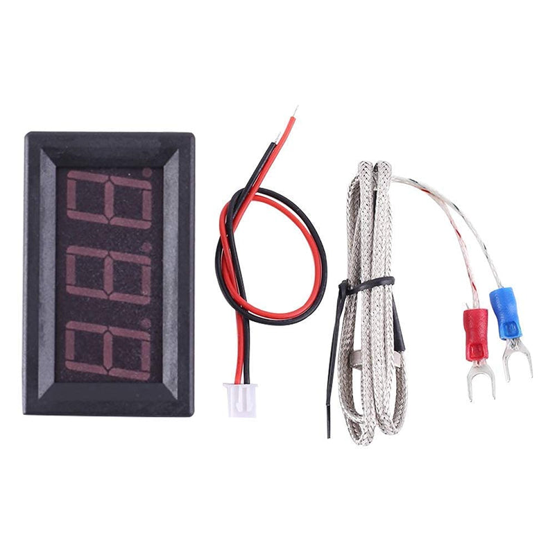 PEMENOL 12V Red Fahrenheit Digital Temperature Meter -76F~999F LED Display with Industrial Grade 0.5m K-Type Thermocouple Temperature Sensor M6 1 Pc