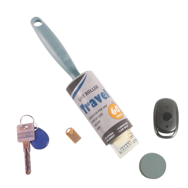 Keep Your Secret- Lint Roller for Diversion Safe-Hidden Compartment for Keys, Cash and Valuables(Grey) Travel