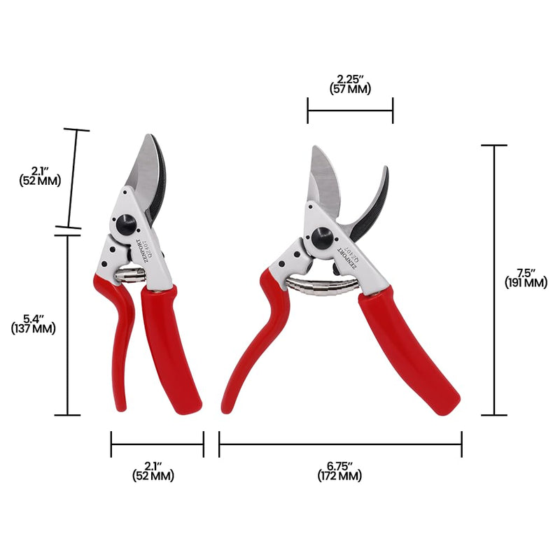Zenport QZ407 Rotating Professional Pruner, 1-Inch Cut, 8.25-Inch Long, Red