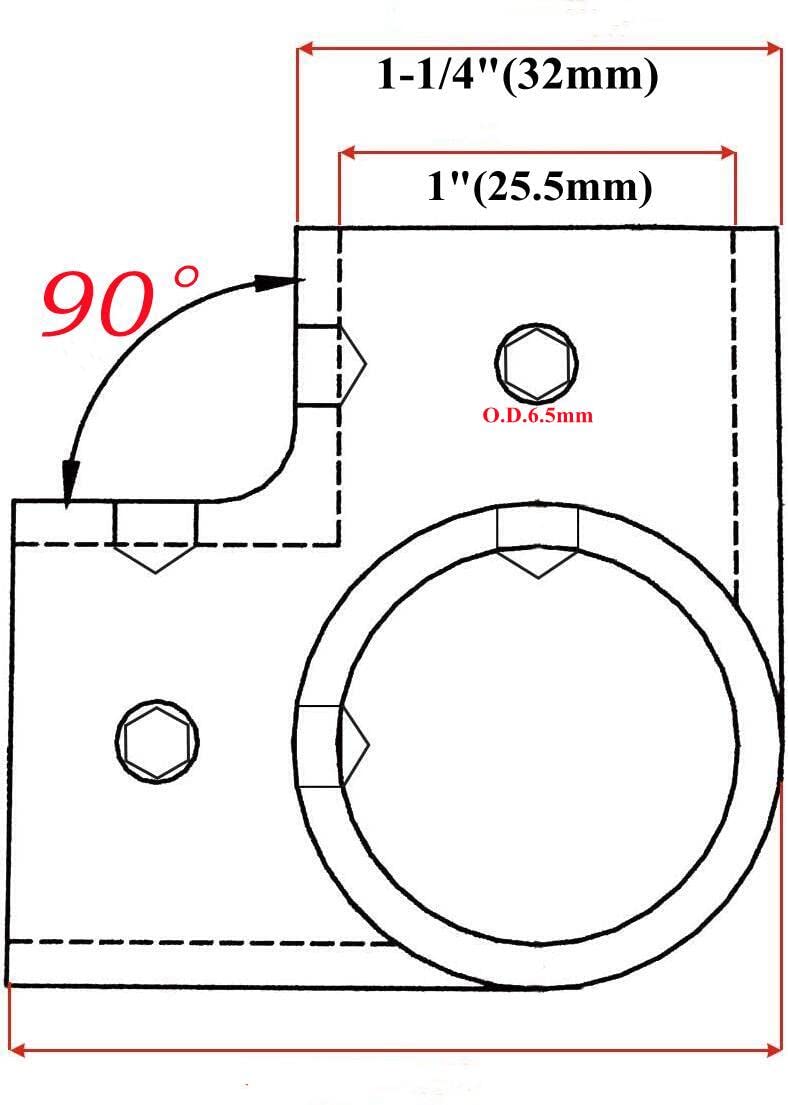 1Pcs Boat Marine 316 Stainless Steel 7/8"(22mm) 3 Way Corner Elbow Handrail Rail Tee Fitting 90 Degree 25.4mm /1"