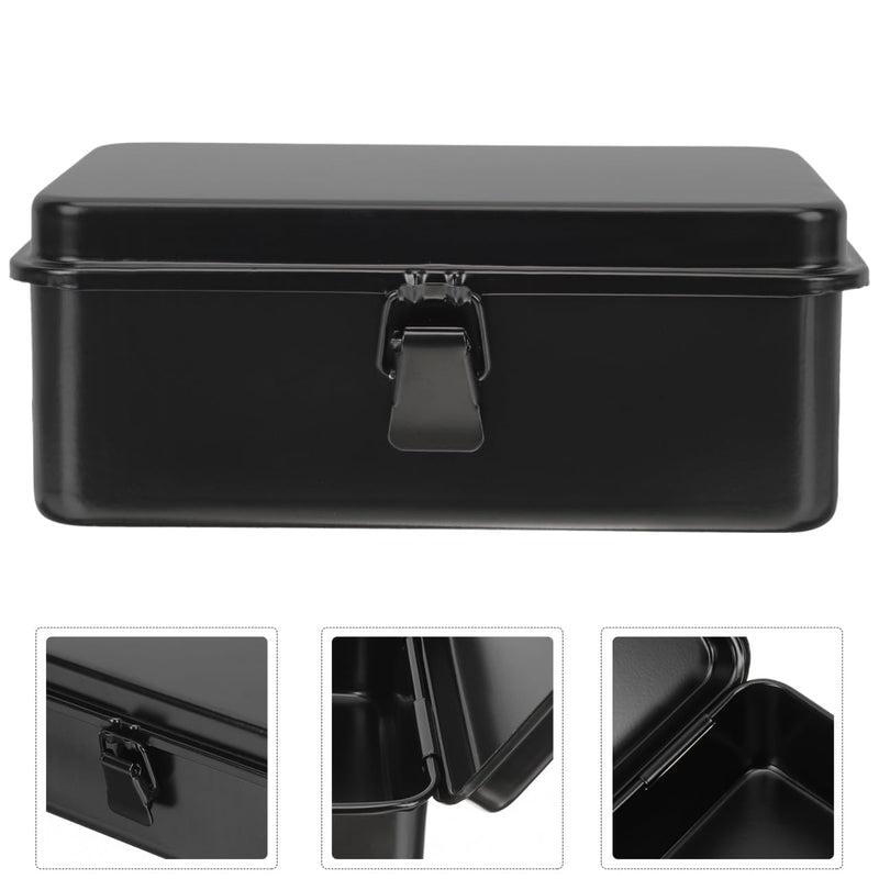 Tofficu Small Tool Box Metal Tool Box Organizer for Small Parts Portable Storage Case with Buckle 7.87 X 4.92 X 3.07 in for Home Garage Workshop