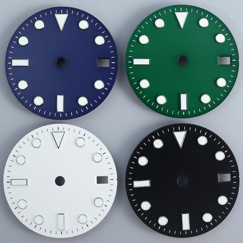 28.5mm Black Sunburst Brushed Dive Watch Dial Luminous Markers for NH35/NH36 Movement Watch Mod Replacement Component White 1